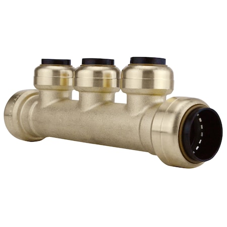 3/4 In. X 3/4 In. Brass Push-To-Connect Inlets With 3-Port Open Manifold 1/2 In. Outlets